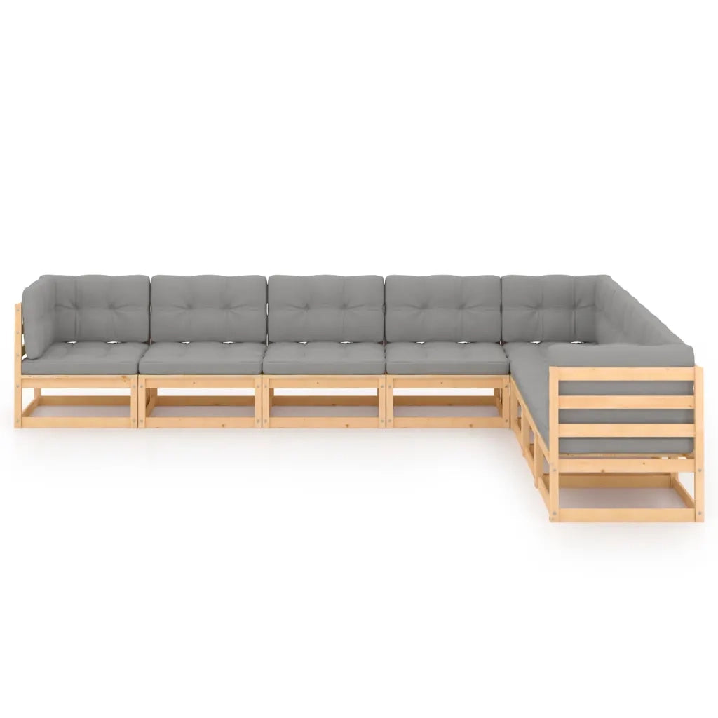 Set Salotto Giardino 8 pz Cuscini Antracite Legno Massello Pino 3076884