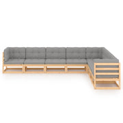 Set Salotto Giardino 8 pz Cuscini Antracite Legno Massello Pino 3076884