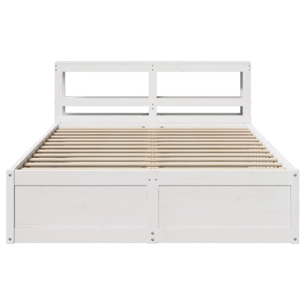 Giroletto con Testiera Bianco 120x190 cm Legno Massello di Pino 3306361