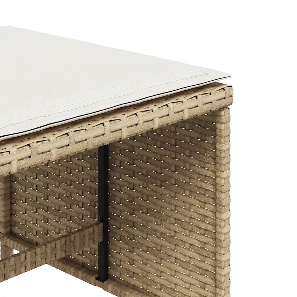 Sgabelli Giardino con Cuscini 4 pz Beige 41x41x36cm Polyrattan CFW2299516