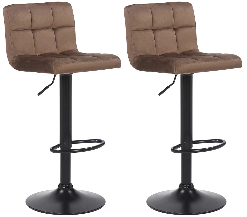Set di 2 sgabelli bar Feni in velluto marrone