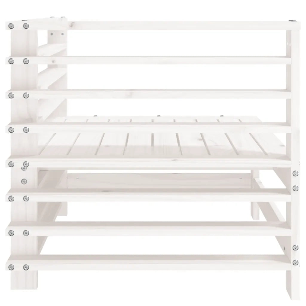 Divano Angolare da Giardino-Sofa da Giardino-Divanetto da esterno Bianco in Legno Massello di Pino 751857