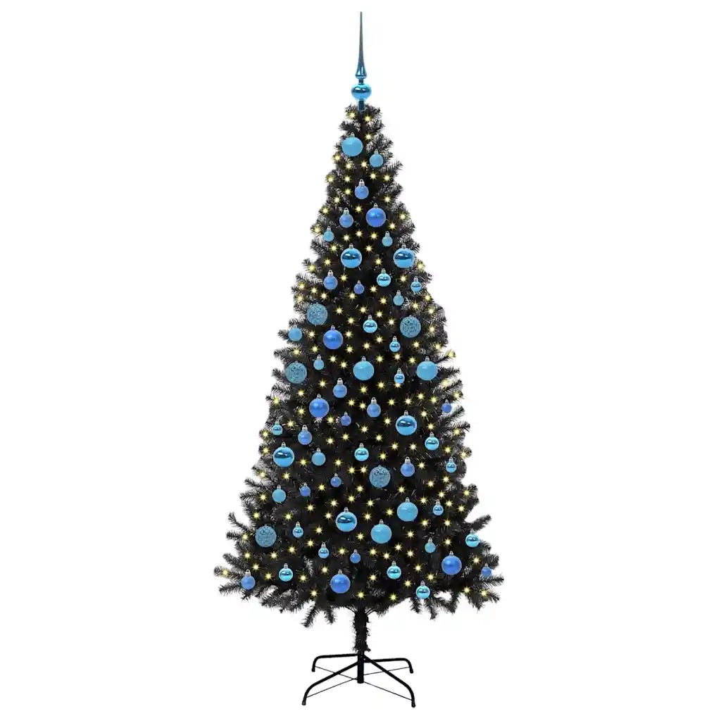 Albero di Natale | Decorazioni natalizie con 300 LED con supporto Nero 180 cm PVC