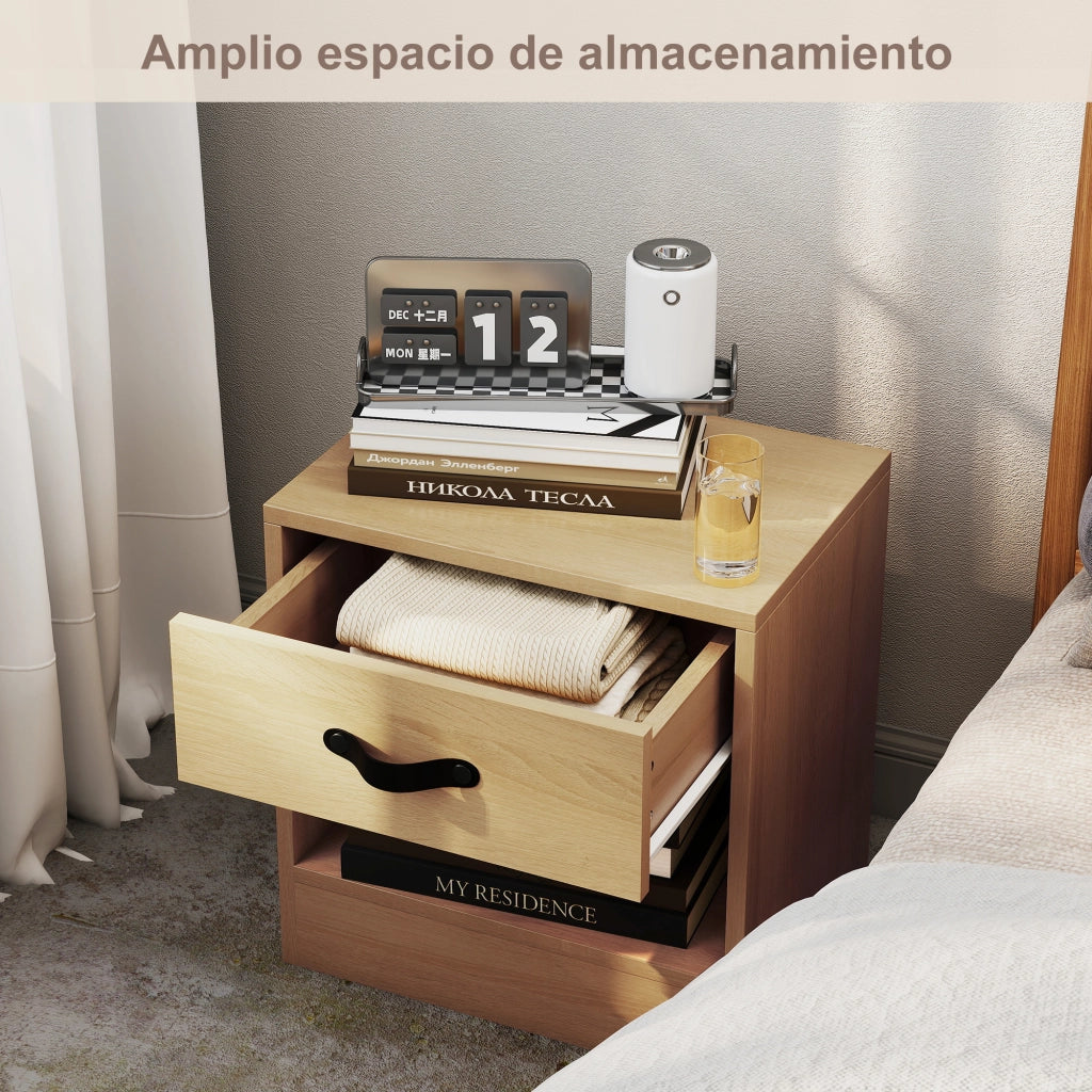Tavolini da salotto con cassetto e scaffale ¨C Minimal ¨C 39x28x41 cm naturale