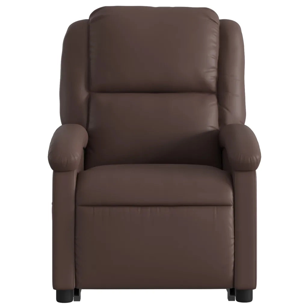 Poltrona Alzapersona Reclinabile Massaggio Marrone Similpelle 3204235