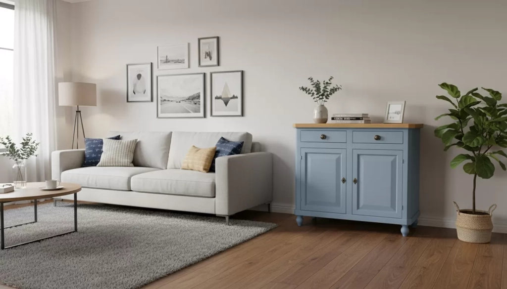 Credenza carta da zucchero shabby 2 porte 2 cassetti 104x43x98 - Mobili 2G