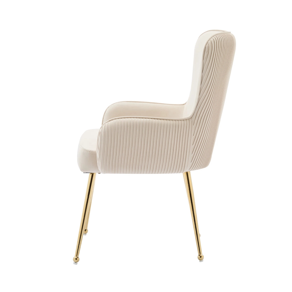 SEDIA Set da 4 in velluto Beige e Oro con braccioli