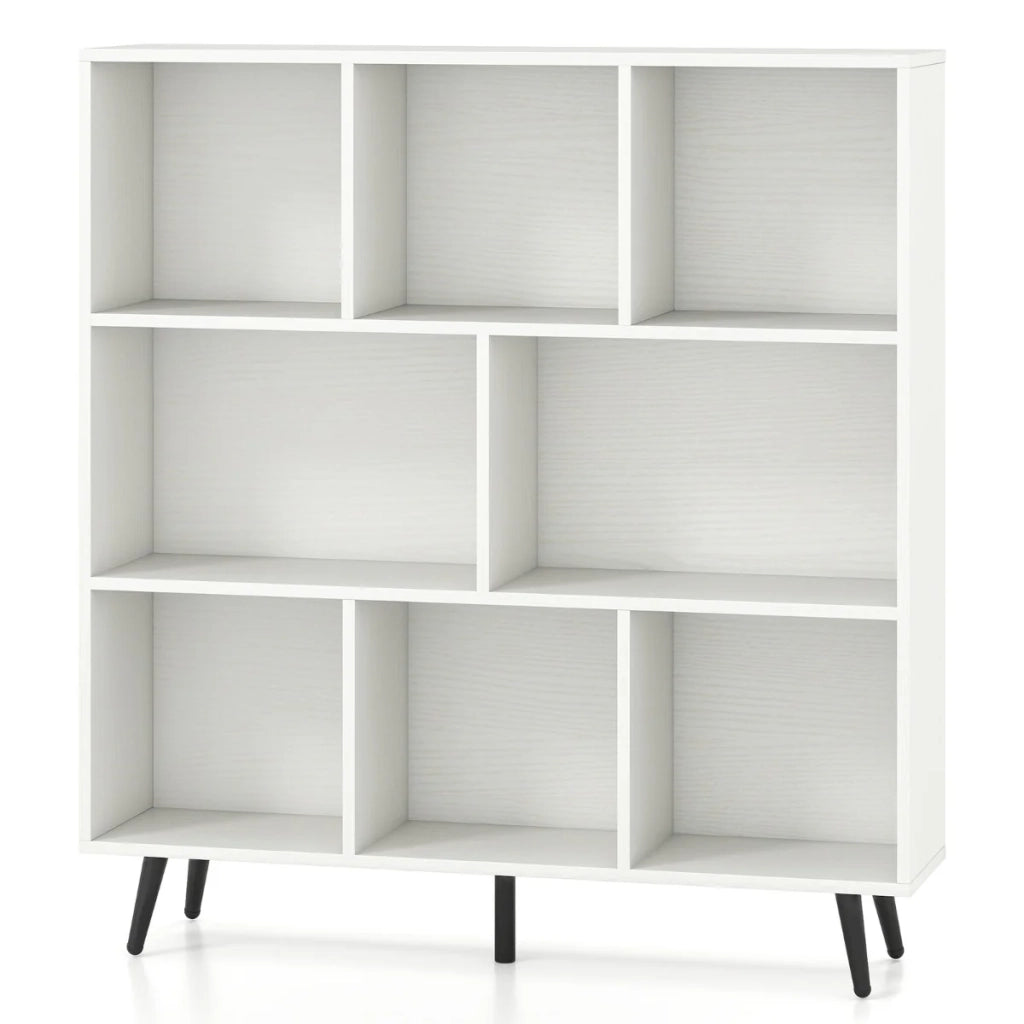 Scaffale portaoggetti a 8 cubi 100 x 24 x 107 cm con moderne funzioni di sicurezza anticaduta in legno MDF bianco 20_0014793