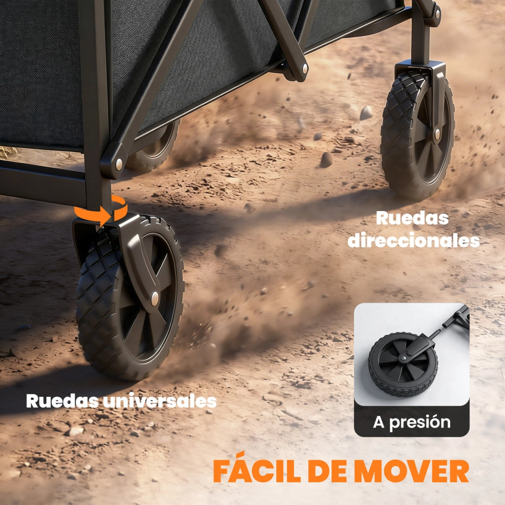 Carrello Giardino Pieghevole con Ruote ¨C zephmum ¨C Nero 81x45x89 cm