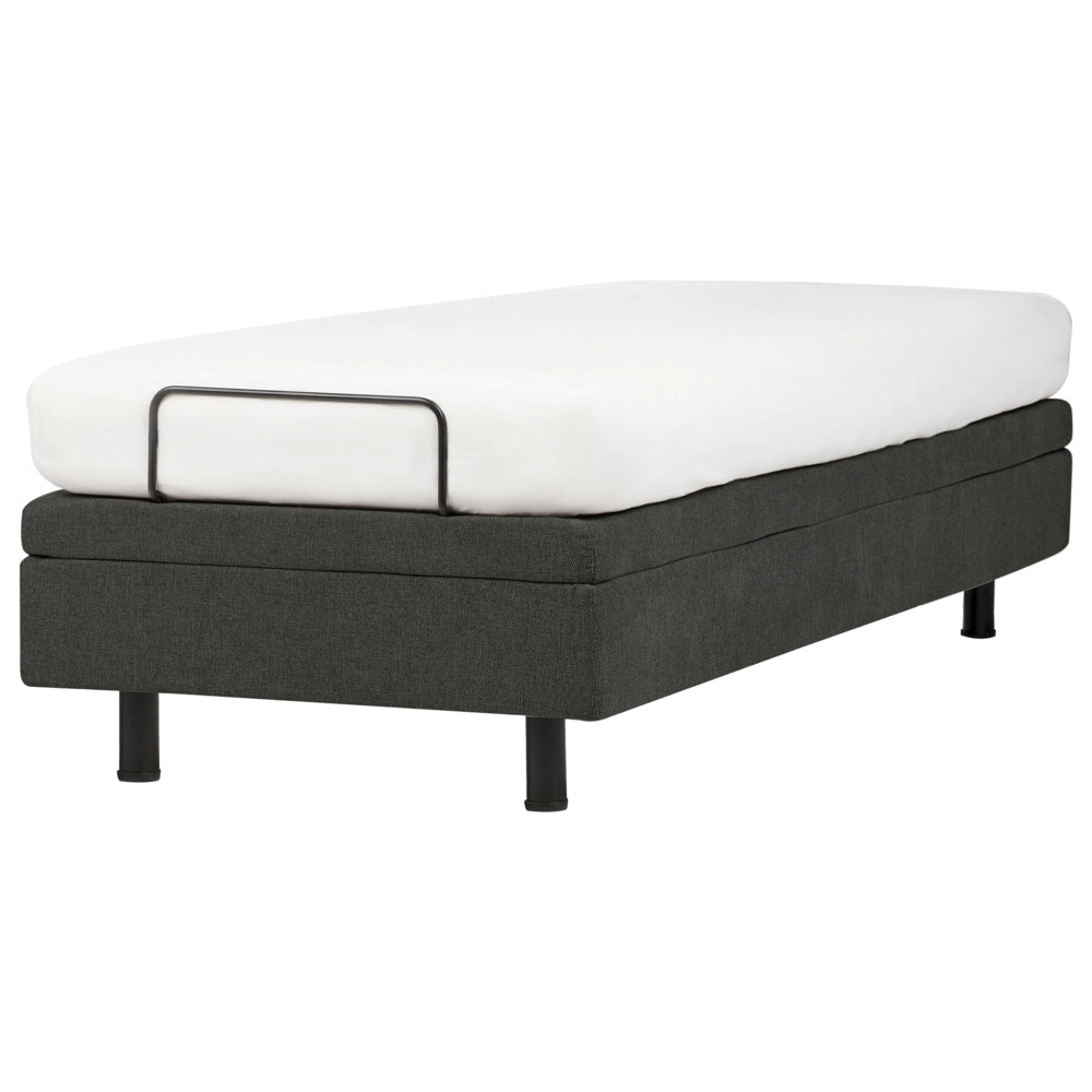 Letto elettrico singolo tessuto grigio scuro regolabile con telecomando senza testiera 90x200 cm stile moderno