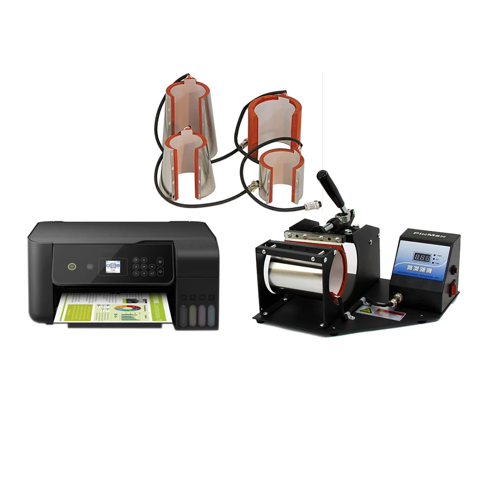 Pressa a Caldo per Tazze per Stampa a Sublimazione con 5 Morsetti & Stampante