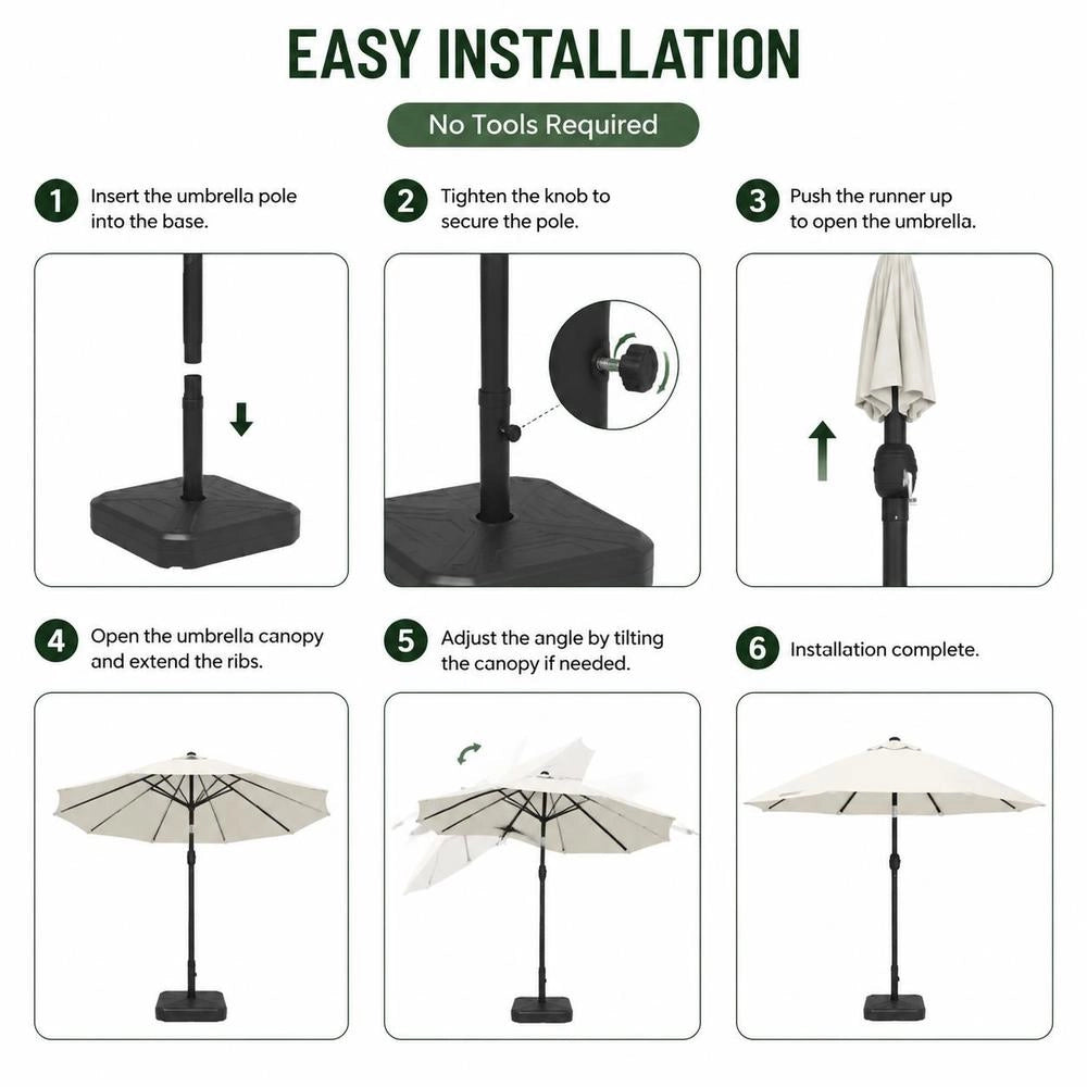 Sand-white Parasol, 3 M Steel Pole