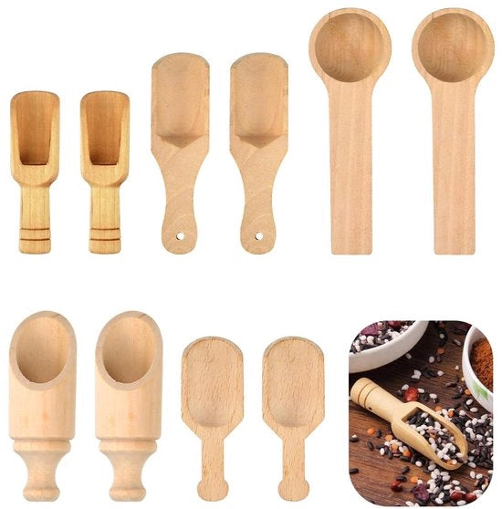 Set di 10 mini cucchiai di legno cucchiaio di legno piccolo cucchiaio di legno cucchiaio di legno di bambù cucchiaio di bambù cucchiaio di legno per tè cucchiaio di tè mini cucchiaio di zucchero cucchiaio di sale per cucina per erbe caffè