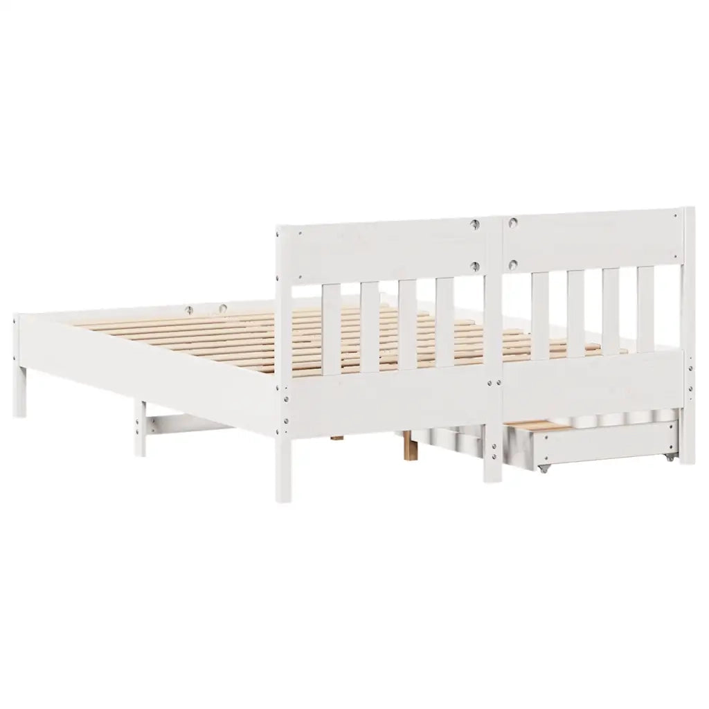Letto senza Materasso-Struttura Letto Bianco 160x200 cm Legno Massello di Pino 618492