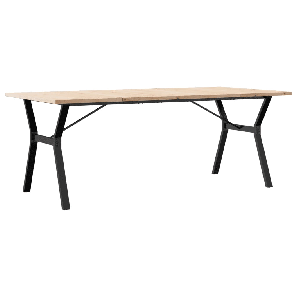 Tavolo Pranzo Telaio a Y 200x100x75,5 cm Legno Pino e Acciaio 3282789