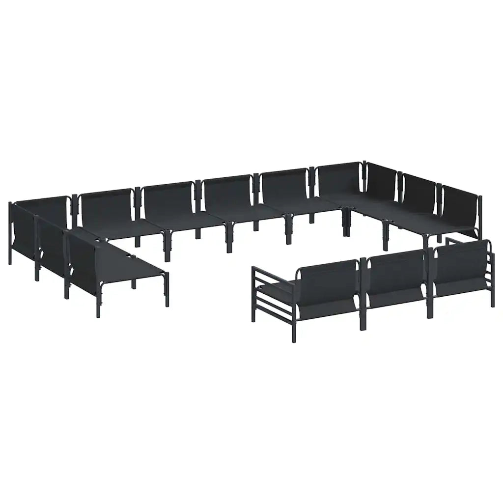 Set Divano da Giardino con cuscino 13 pcs Nero Acciaio