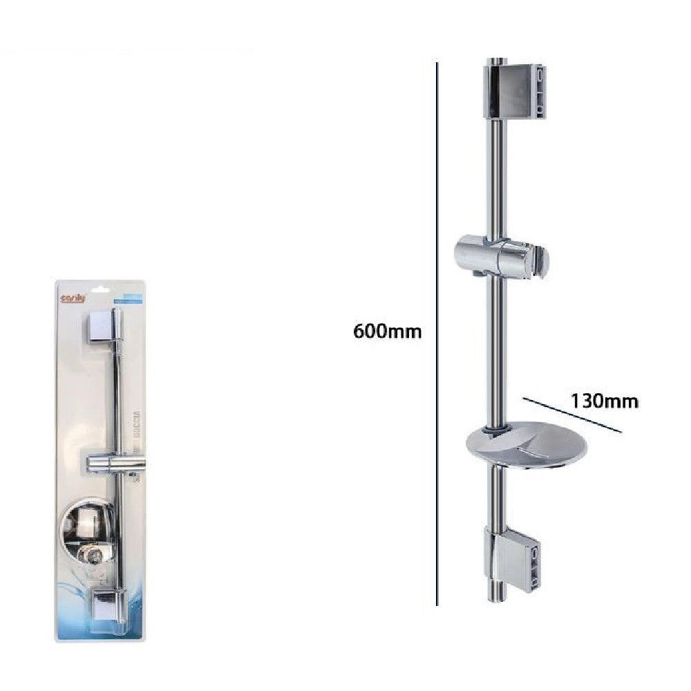 Trade Shop - Saliscendi Cromato Per Soffione Doccia Con Porta Sapone Bagno Moderno 60cm 79361 -