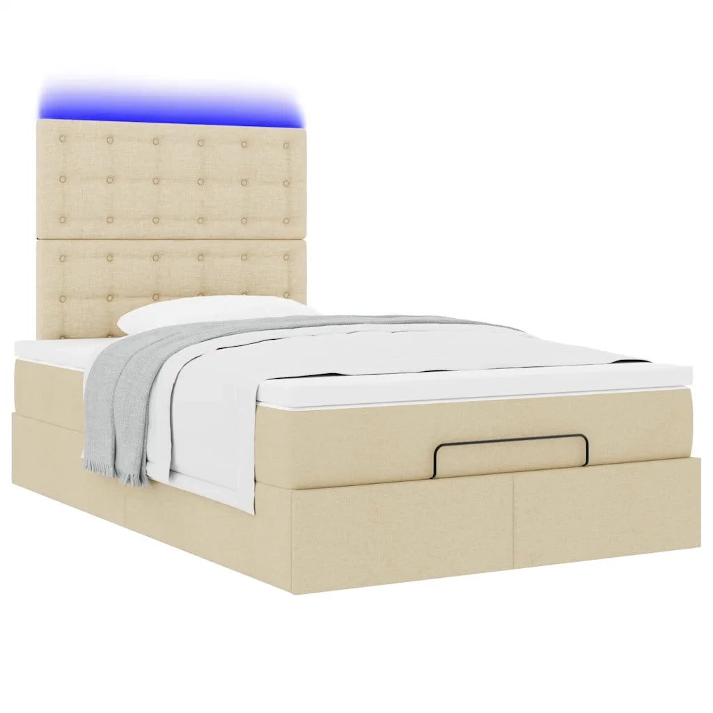 vidaXL Struttura Letto Pouf con Materasso Crema 120x200 cm in Tessuto
