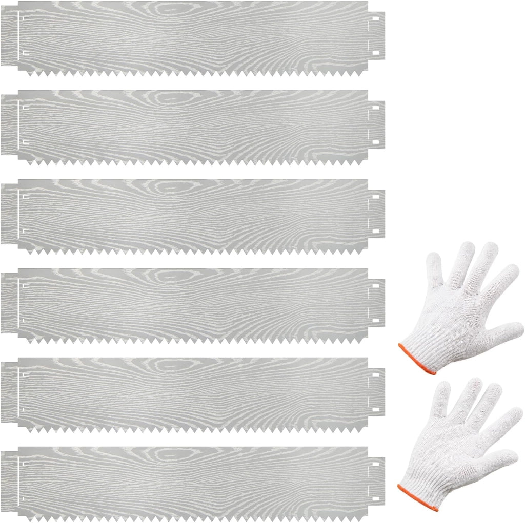 Bordatura da Giardino 6 M, Set di 6 Bordi per Aiuola 110 x 22 cm in Metallo Zincato con Paio di Guanti, Recinzione Flessibile per Prato, Cortile e Giardino