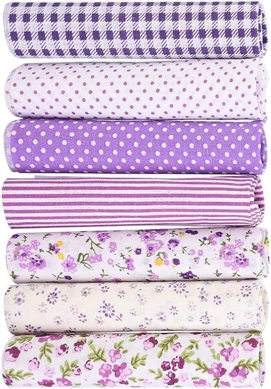 7 pezzi di stoffa di cotone a motivi fiorali patchwork - cotone batik - stoffa artigianale per cucito - copripennello DIY - 50x50 cm.