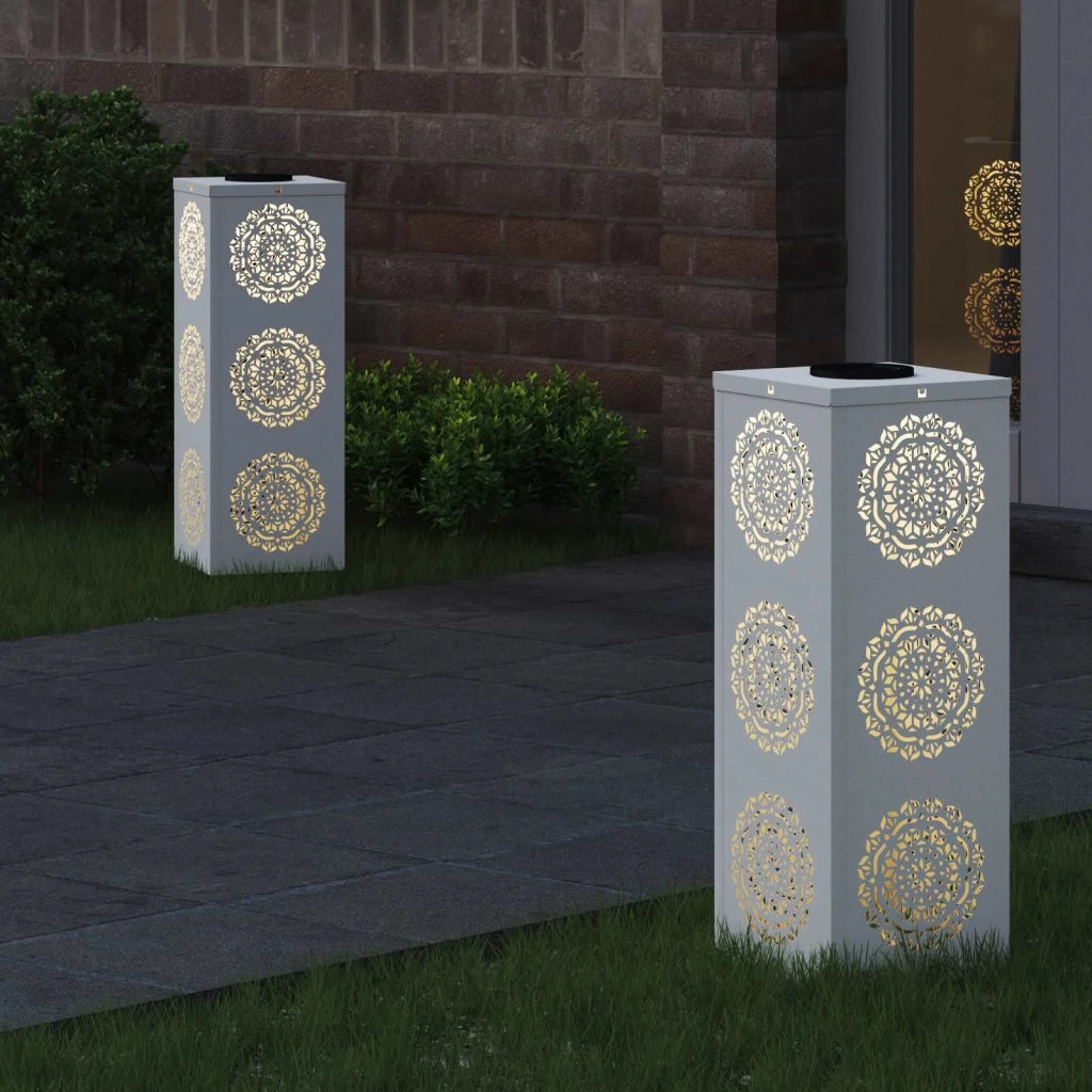 Faro LED solare per sentieri 2 pz Bianco CFW3867509