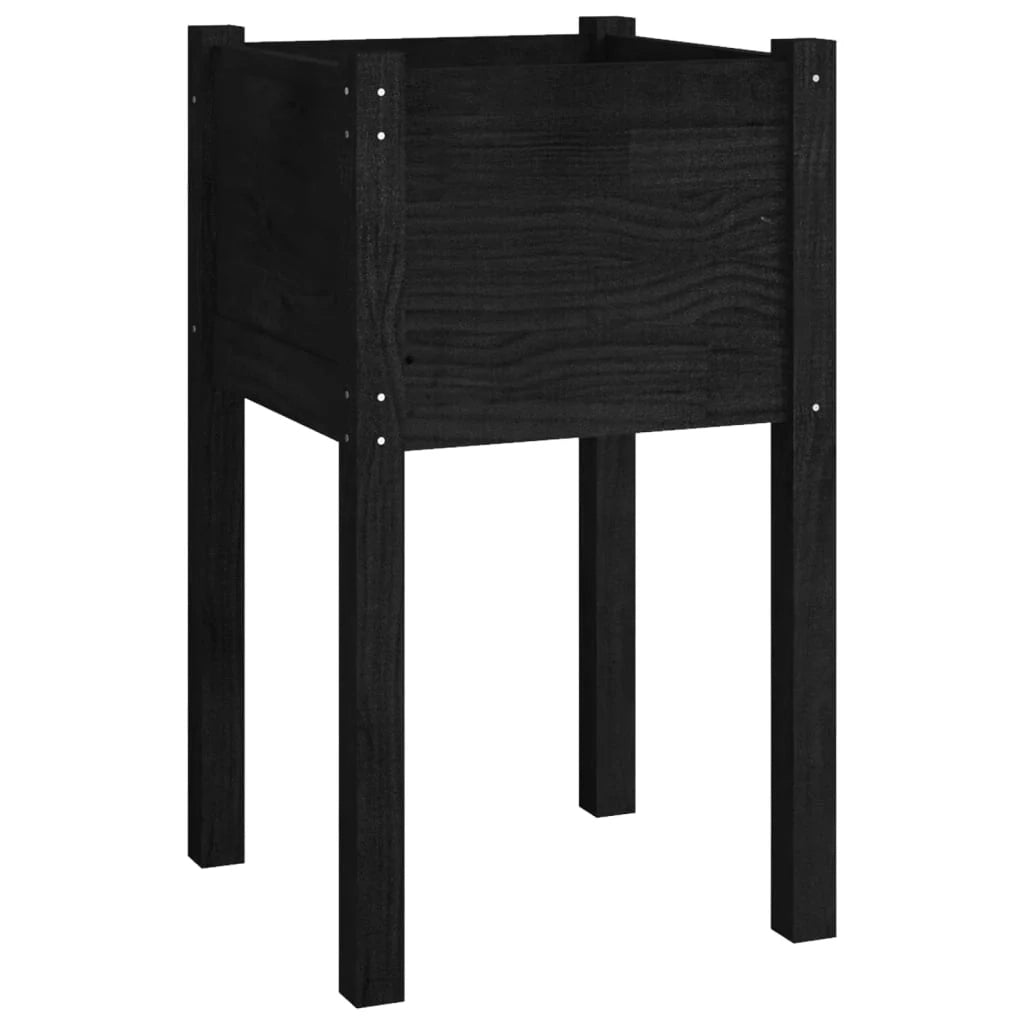 Fioriera rialzata per piante fiori patio o giardino esterno 40 x 40 x 70 cm legno massello di pino nero 02_0038551
