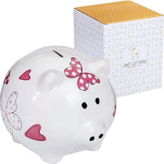 Spazzola per Animali di Ceramica - Orsacchiotto con Cuore e Farfalla - Decorazione per Camera per Ragazze e Bambini - Regali per gli Amanti degli Animali - 16 x 21 x 18 cm