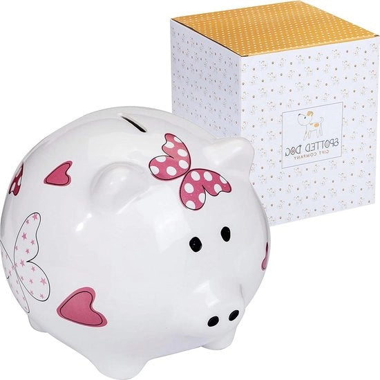 Spazzola per Animali di Ceramica - Orsacchiotto con Cuore e Farfalla - Decorazione per Camera per Ragazze e Bambini - Regali per gli Amanti degli Animali - 16 x 21 x 18 cm