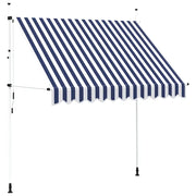 Tenda da Sole Retrattile Manuale 250 cm a Strisce Blu e Bianche