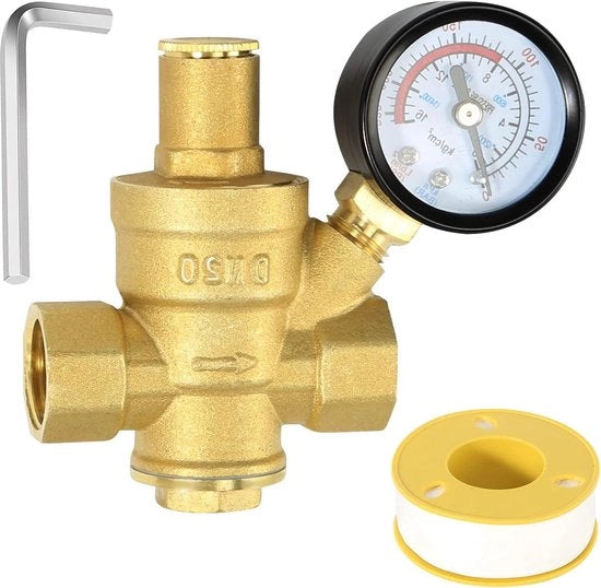 Regolatore di pressione acqua 3-4 pollici DN20 con manometro e regolatore di pressione regolabile - alta durezza acciaio inossidabile - valvola di surriscaldamento - boiler