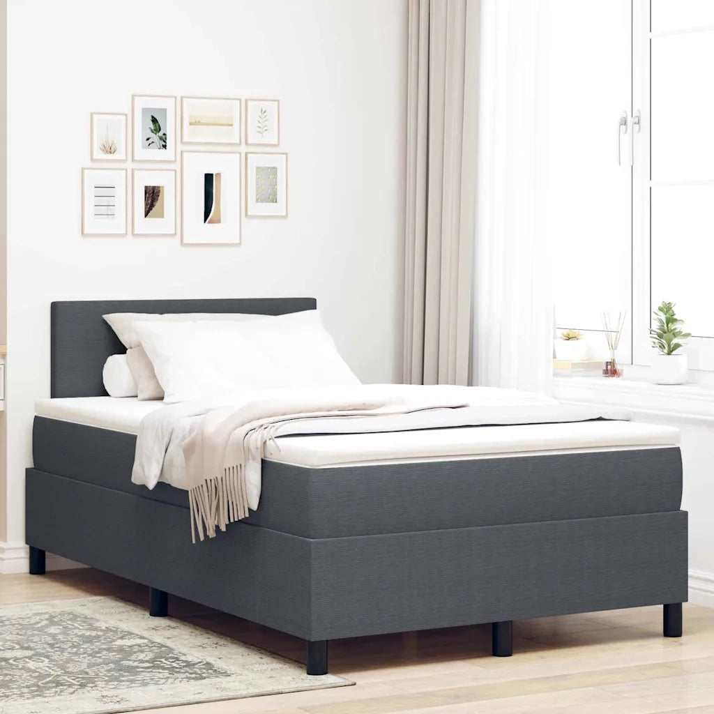 Letto a molle con testiera Grigio Scuro e Bianco 120 x 200 cm 3337508