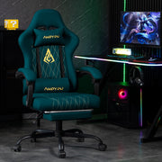 Sedia da gaming con poggiapiedi ¨C zephmum ¨C imbottita, similpelle, blu navy