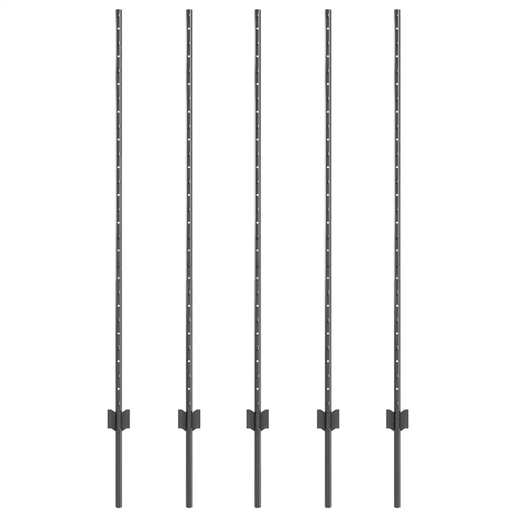 Palo della recinzione 5 pcs Grigio 140 cm Acciaio 42006284