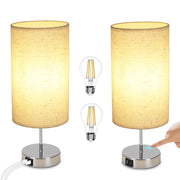 ZMH Lampada da tavolo vintage touch dimmerabile E27 LED bianco caldo USB ricarica per comodino camera letto