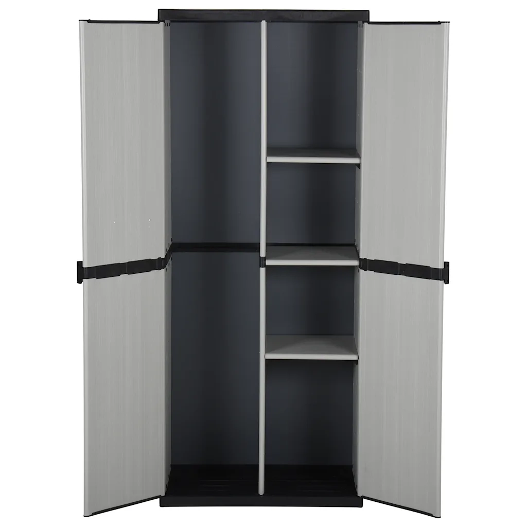 Armadietto da Giardino con 3 Ripiani Grigio e Nero 68x40x168 cmcod mxl 105402