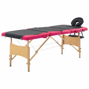 Lettino da massaggio pieghevole a 4 zone in legno nero e rosa 02_0001858