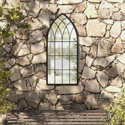 Specchio da Giardino-Specchio Decorativo-Specchio Esterno Nero 100x45 cm in Ferro per Uso Esterno 330043