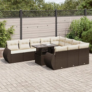 Set Divani da Giardino 11 pz con Cuscini Polyrattan Marrone 3326714