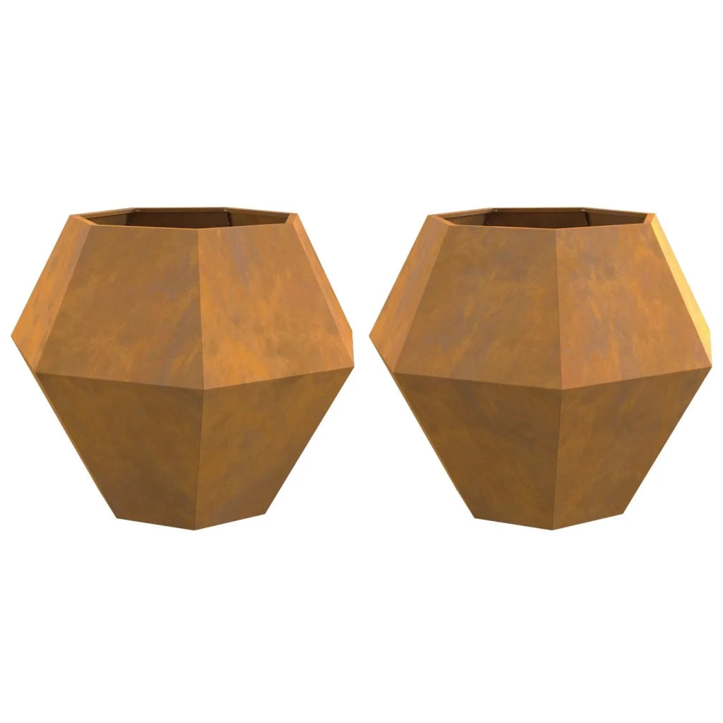 Set di 2 fioriere rettangolari per esterni 100 x 100 x 80 cm in acciaio arrugginito 02_0053103