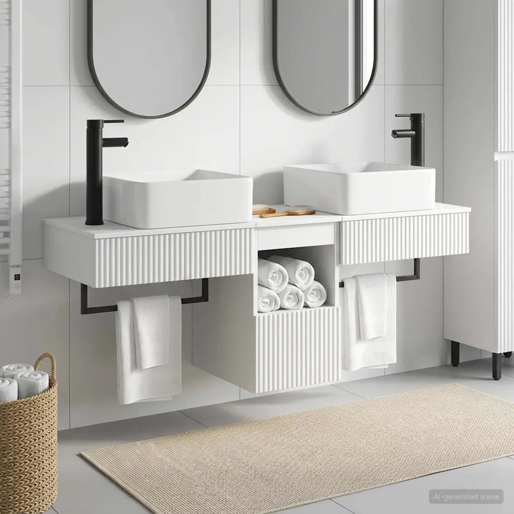 Set di mobili per il bagno 3 pz Bianco Lucido 3405601