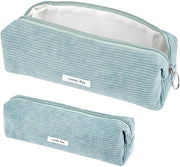 Etui in stoffa corduroy, etui per ragazze, etui per adolescenti, etui per scuola e ufficio (blu)