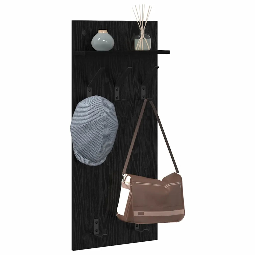 Appendiabiti a muro A parete Rovere Nero 40 x 10 x 90 cm 874452
