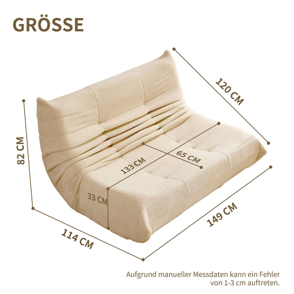 Divano lounge in velluto teddy beige 149x114x82 cm
