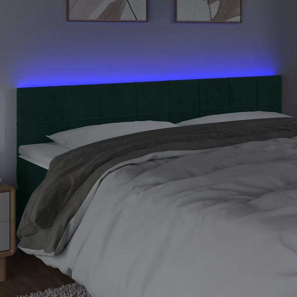 Testiera a LED Verde Scuro 160x5x78/88 cm in Velluto