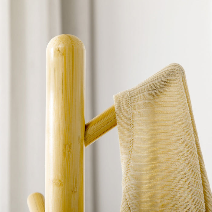 Appendiabiti da Terra 8 Ganci 37,8x175,6 cm in Bambù Legno e Metallo Legno/Bianco