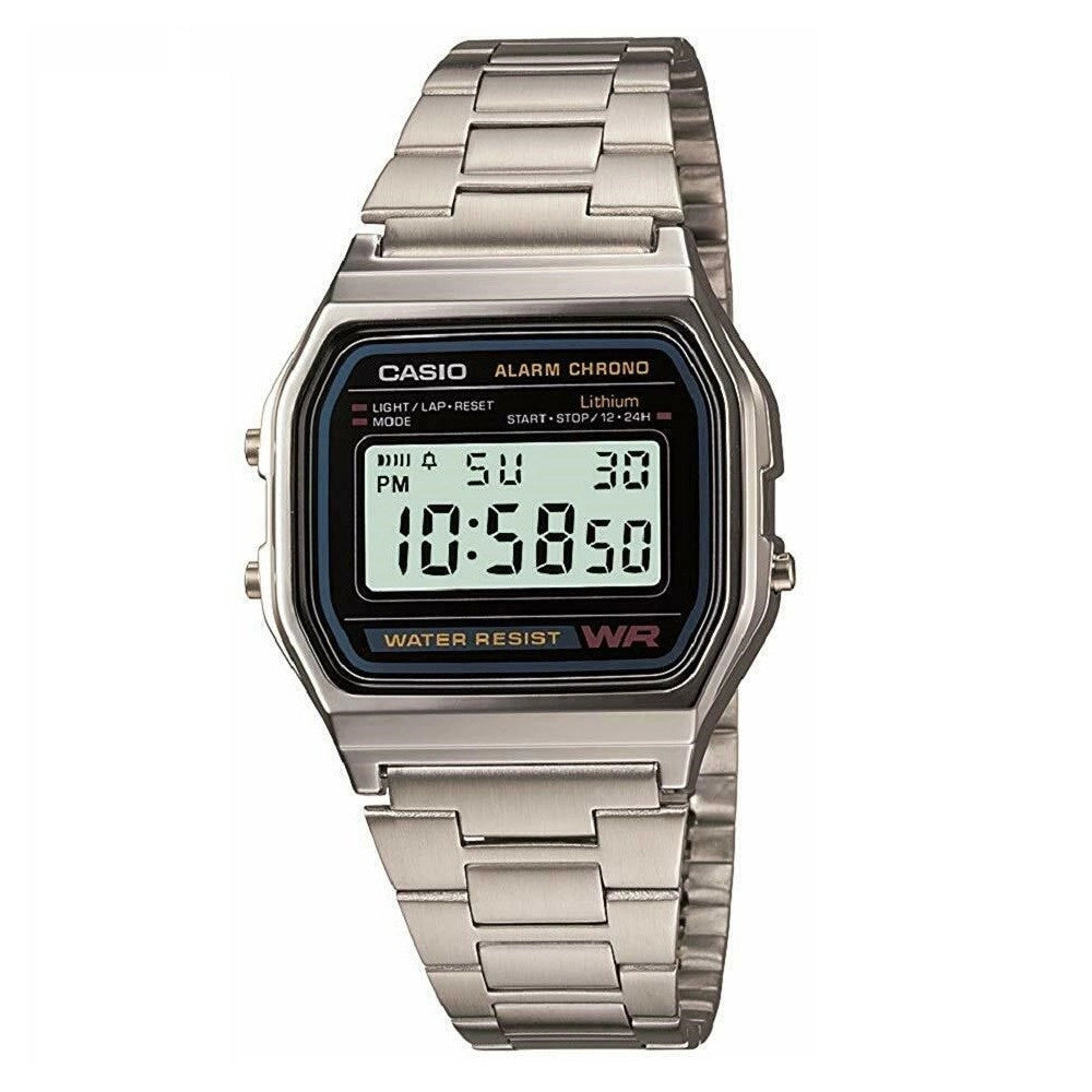 Trade Shop - Orologio Da Polso Casio A158wa-1cr Digitale Unisex Acciaio Sveglia Vintage -