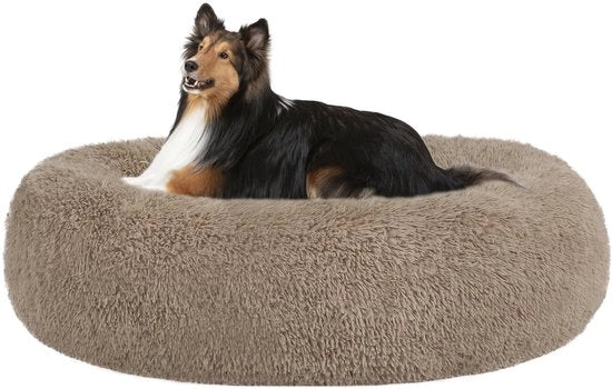 Cuscino per cani in forma di donut con cuscino per cani, banco per cani, letto per gatti, 80 cm di diametro, colore camello