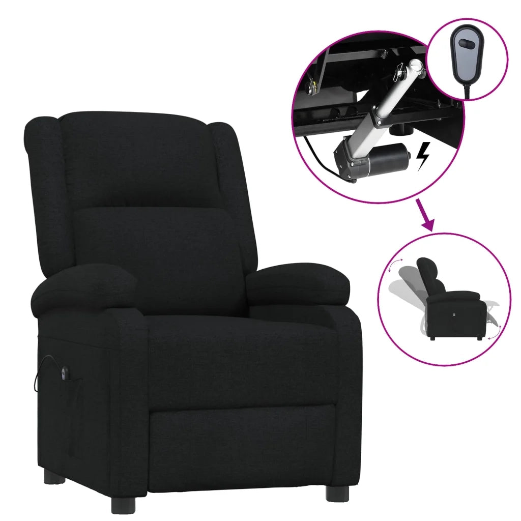 Poltrona Elettrica Reclinabile Nera in Tessuto cod mxl 32609