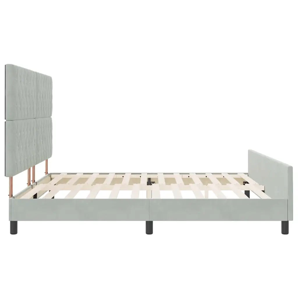Letto a molle con testiera-Rete con Testiera Grigio chiaro 200 x 200 cm Velluto
