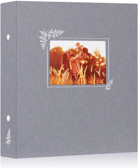 Album fotografico 11,5 x 15 cm - 400 foto - Lino - Impermeabile - Acido-free - Disegno elegante con finitura in argento